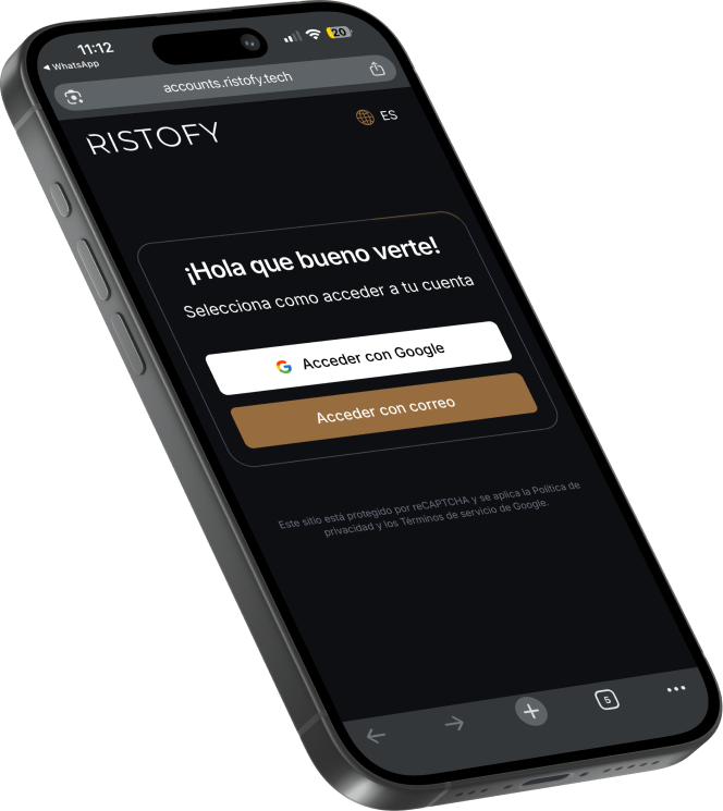 Ristofy plataforma en smartphone