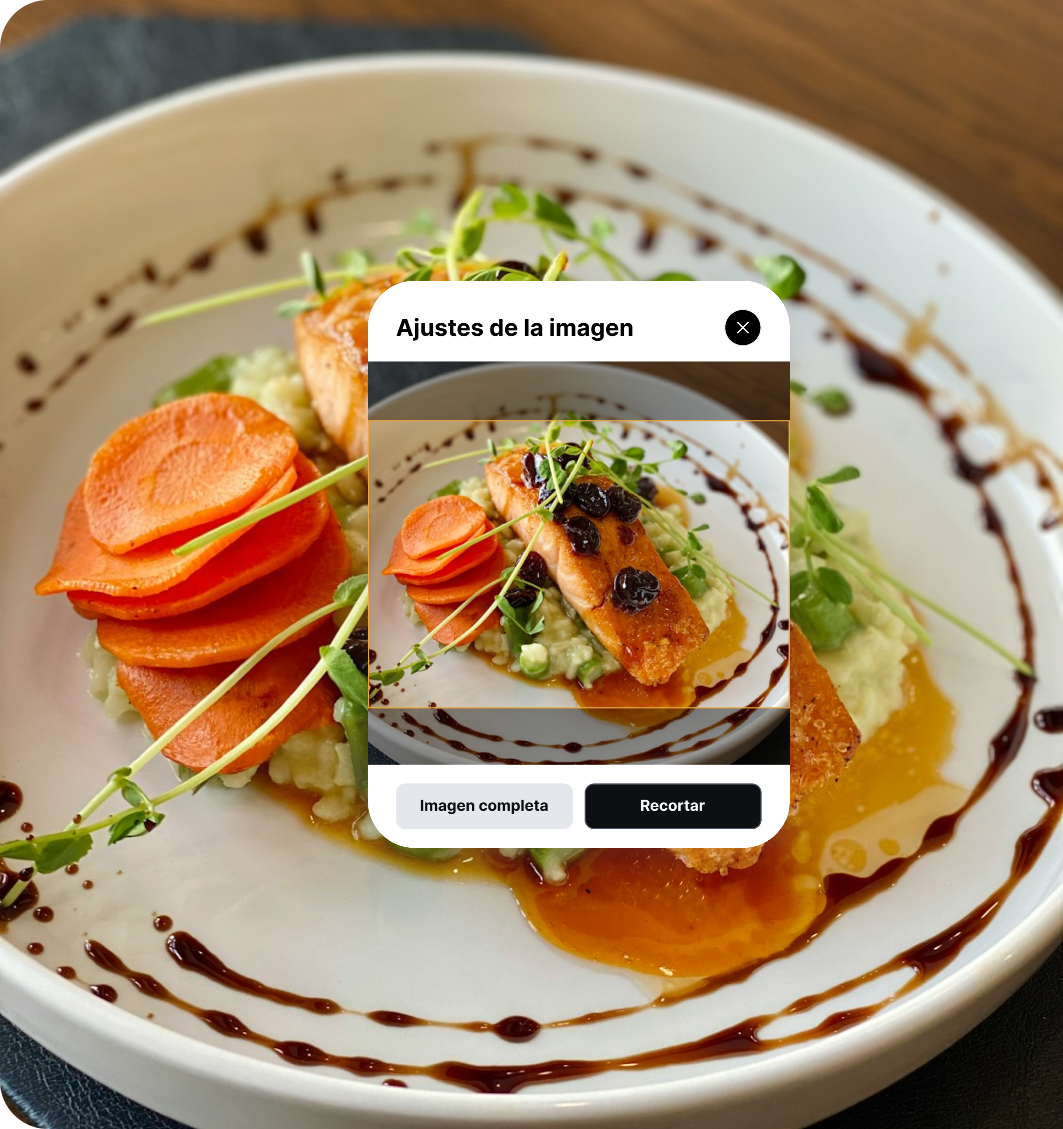 Experiencia visual - IA mejora las fotos de tus platos automáticamente