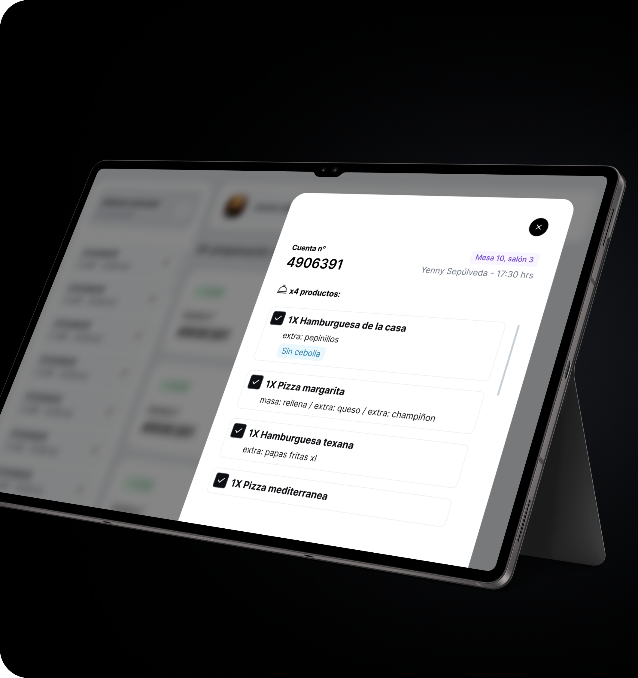 Comandas claras con detalle de orden