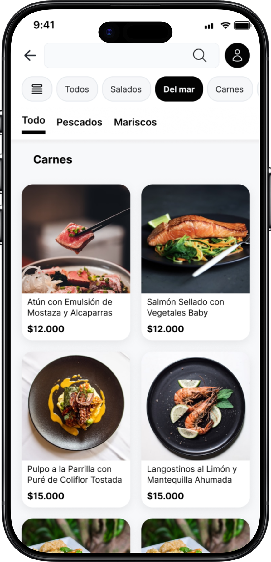 Scan & View - Vista de menú digital en smartphone